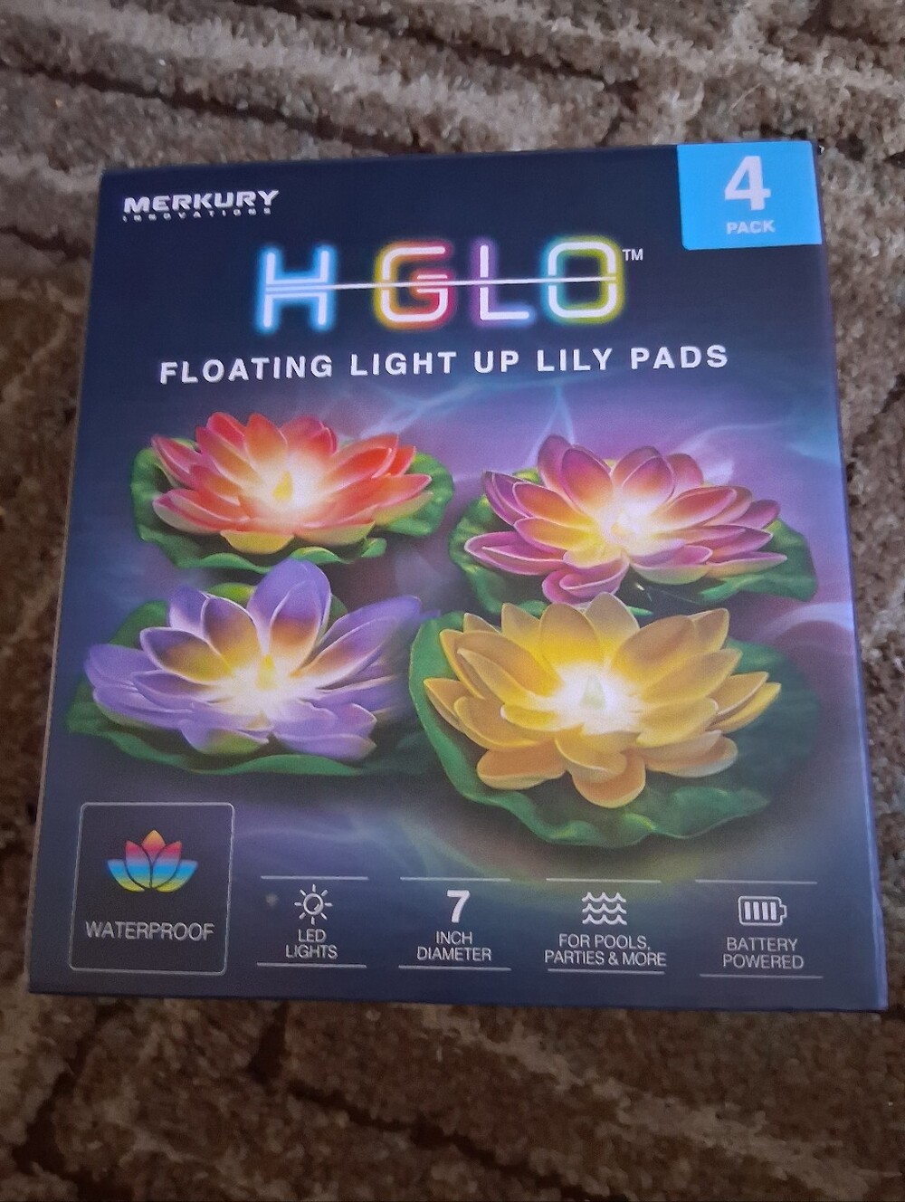HGLO Floating Light-Up Lily Pads - Multicolor (4 Pack)